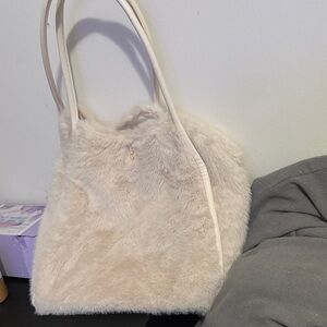Victoria's Secret Cream Faux Fur Tote
